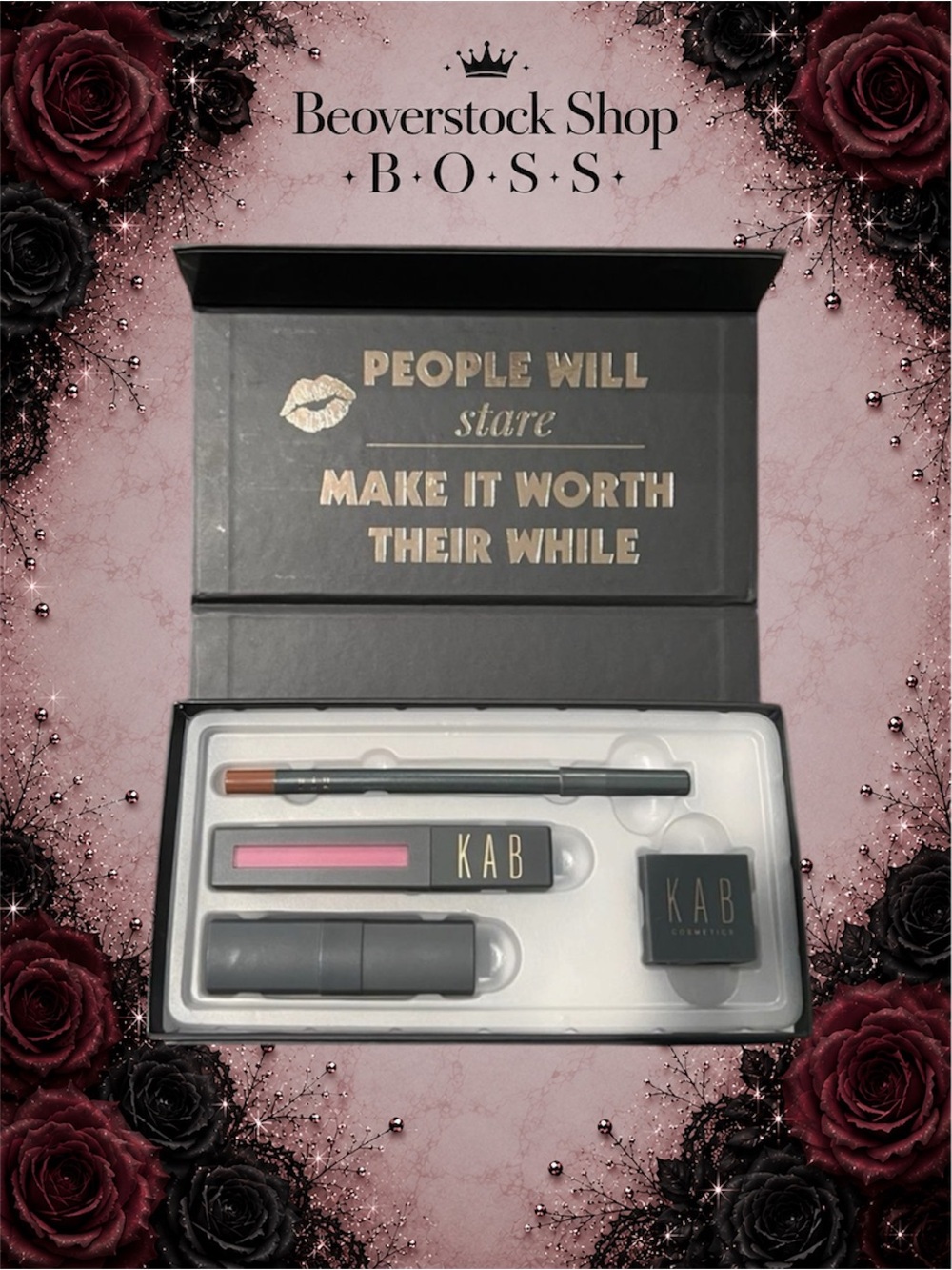 New NIB KAB Cosmetics Lipstick lip Kit 4 piece Kit “Just 4U”